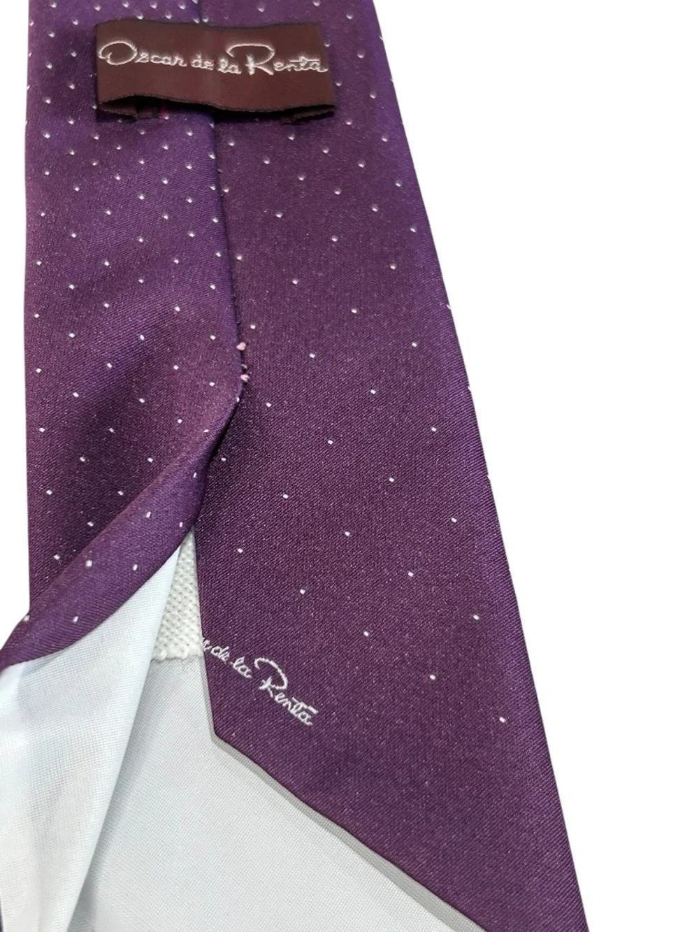 Oscar De La Renta Purple With White Polka Dots Tie NWT